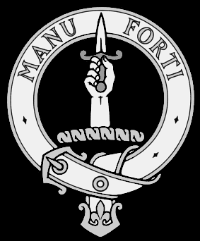 Macky Family Crest: an arm holding a dagger (motto: Manu Forti)