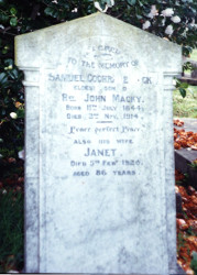 Samuel Cochrane Macky's gravestone
